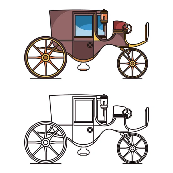 Automóvil de época o coche viejo, cabina del siglo XIX — Archivo Imágenes Vectoriales