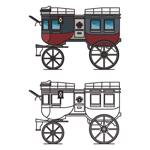 Carrozza isolata o contorno britzchka, perth cart — Vettoriale Stock