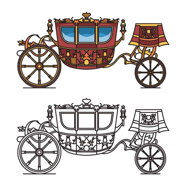 Vintage carriage contour, chariot outline for king Royalty Free Stock Illustrations