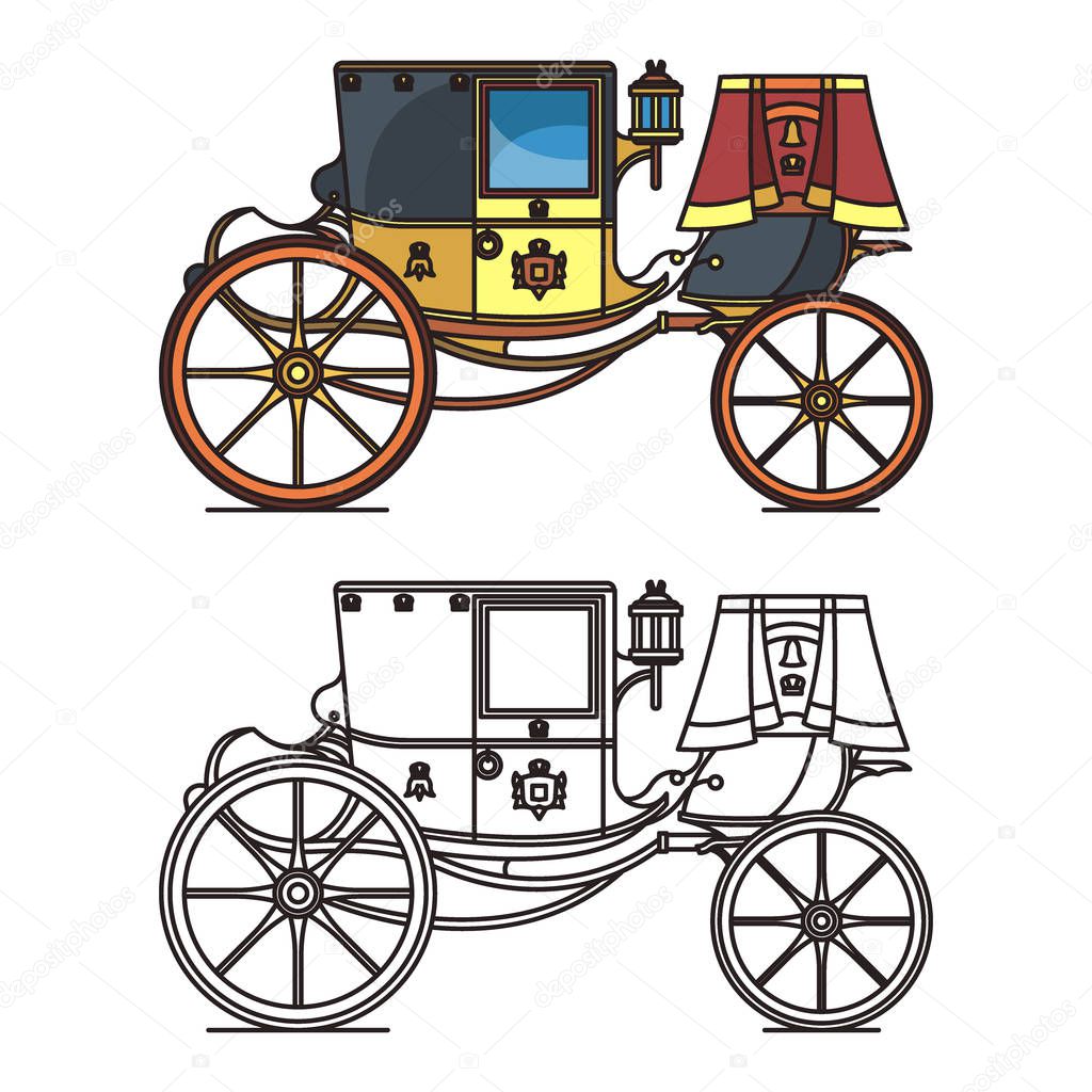 Vintage carriage or wedding waggon, royal chariot