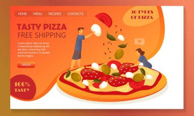 Çevrimiçi pizza siparişi için web sitesi afişi, fast food