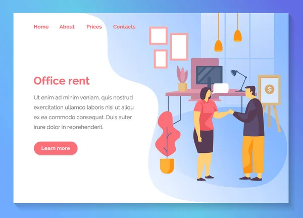 Escritório alugar agência serviço de negócios site banner — Vetor de Stock