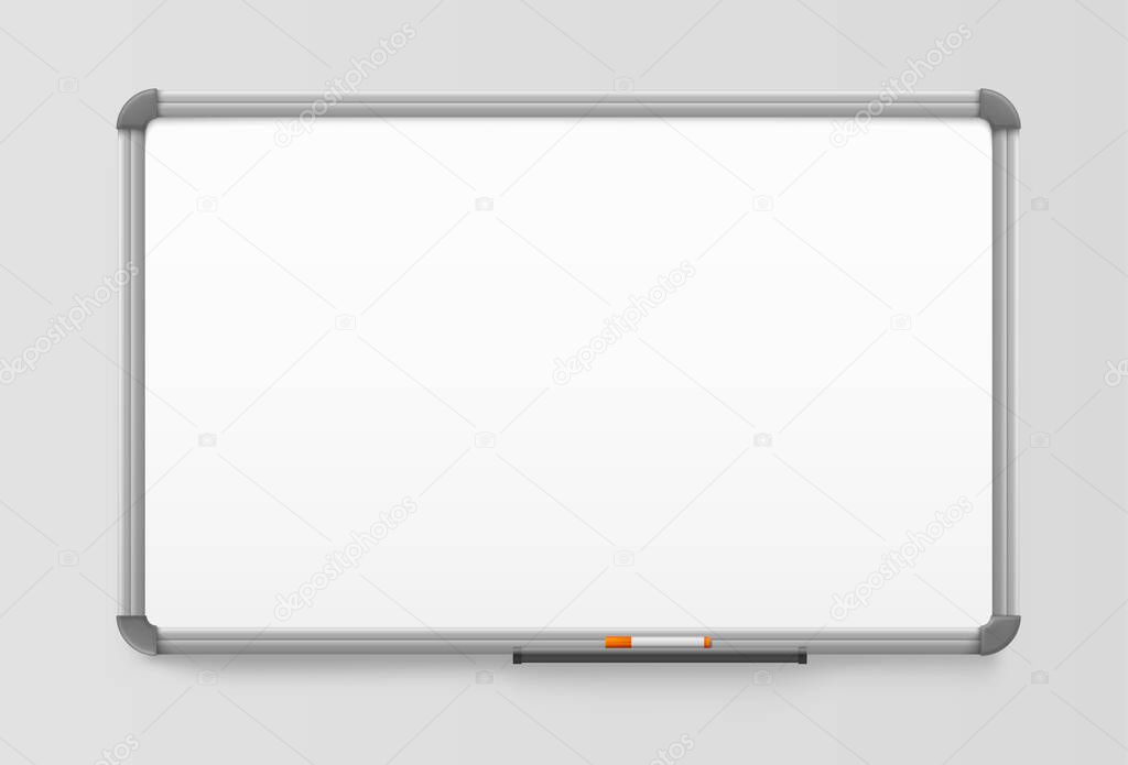 White board, office board plastic frame, realistic