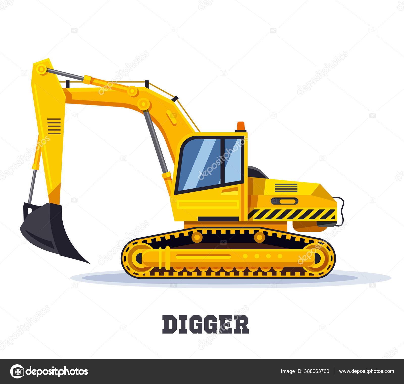 掘削機のトラックやバックホートラクターアイコン ストックベクター ©Gendzi 388063760, image size:1600x1521