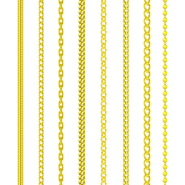 Gold chains jewelry, golden pattern border frames — Stock Vector