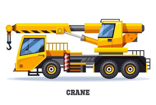 Camión grúa o maquinaria de construcción y elevación — Vector de stock