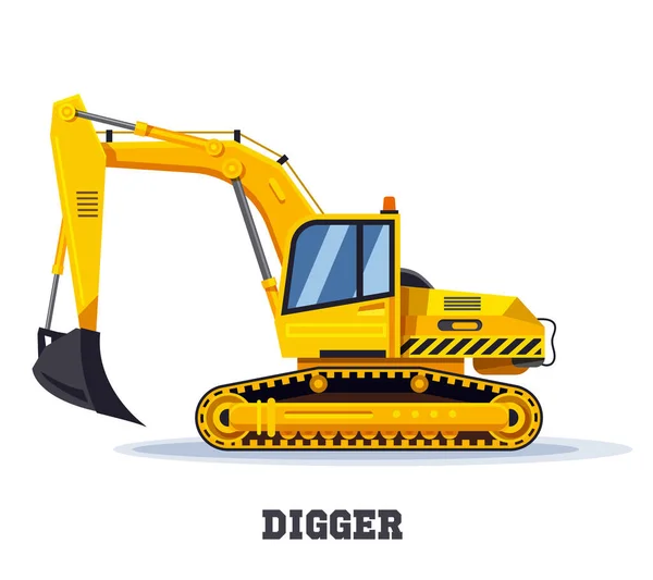 Excavadora excavadora camión o retroexcavadora tractor icono — Vector de stock
