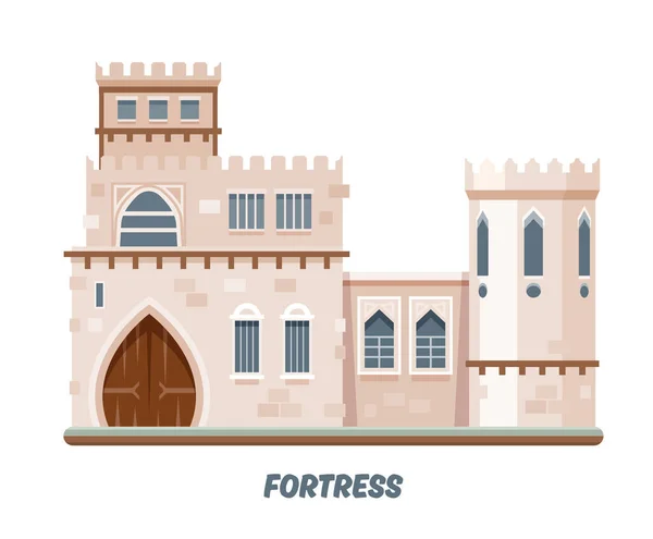 Castillo fortaleza o torres fortaleza reino medieval — Vector de stock