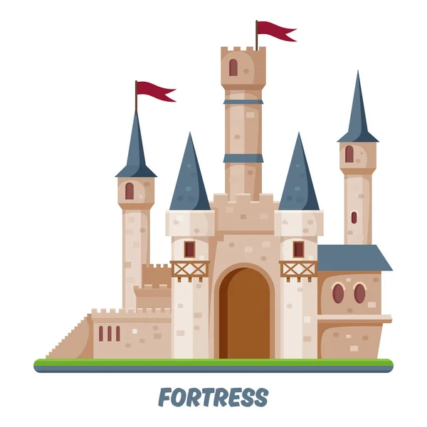 Castillo fortaleza, reino torres fortaleza palacio de hadas — Vector de stock