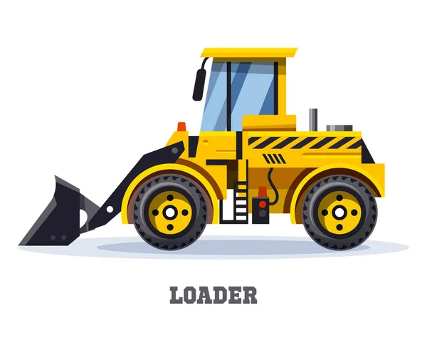 Camión cargador o tractor bulldozer, icono de vector — Vector de stock