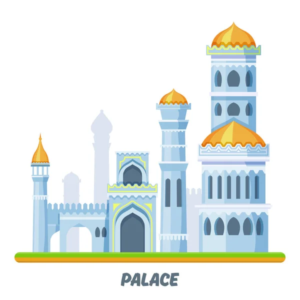 Palacio castillo o reino medieval Torres árabes — Vector de stock