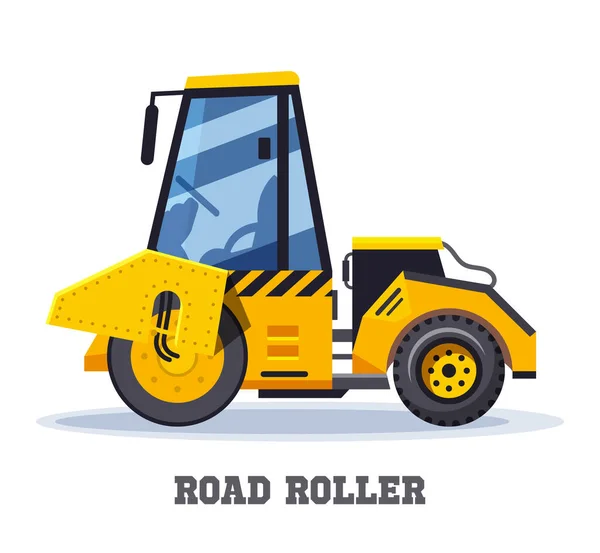 Construção de rolo de estrada ou máquina de pavimentação de asfalto —  Vetores de Stock