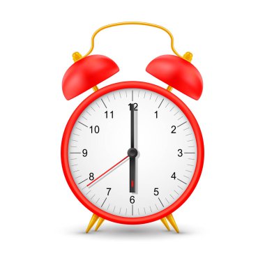 Kırmızı alarm saati, izole edilmiş 3 boyutlu model.