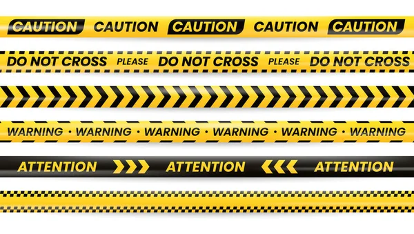 Danger tapes, caution warning no cross police line — Stock Vector