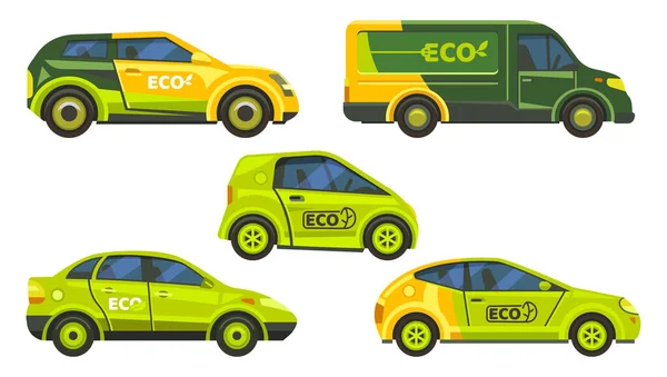 Umweltfreundliche Autos oder Elektrofahrzeuge — Stockvektor