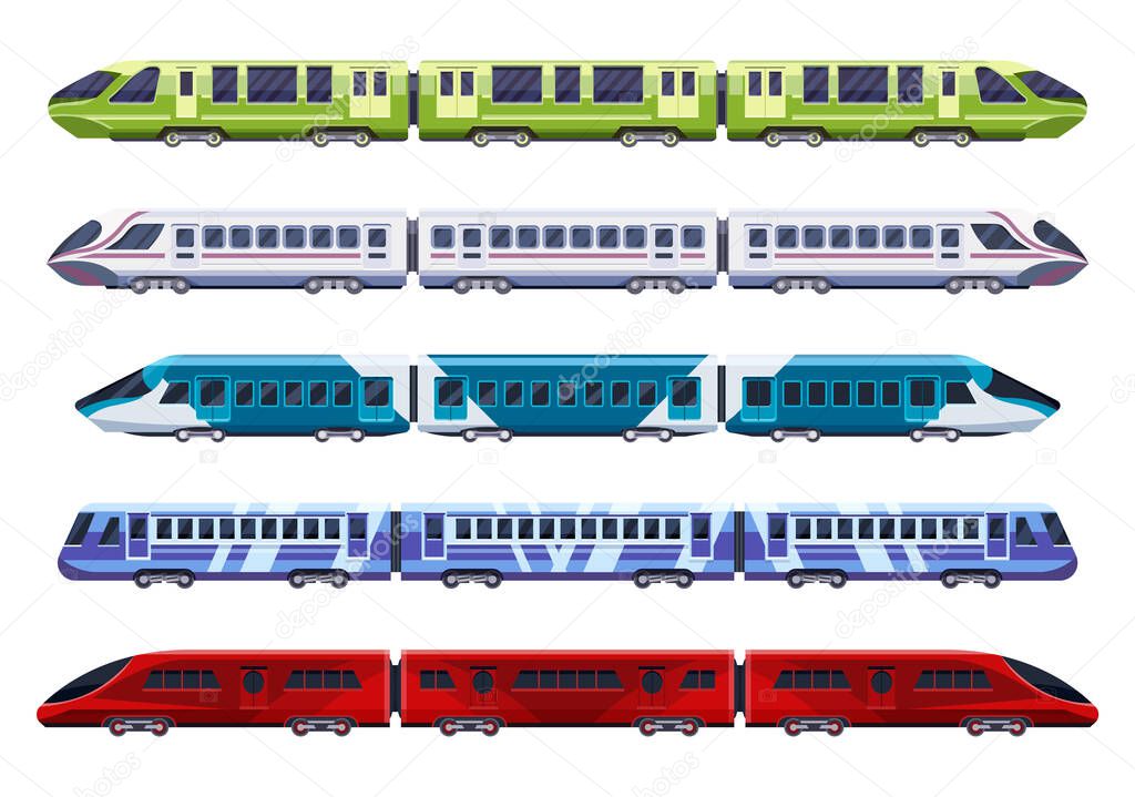 Train or subway rail wagon, railway set