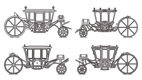 概要中世の王室の馬車のアイコン、レトロコーチ — ストックベクタ