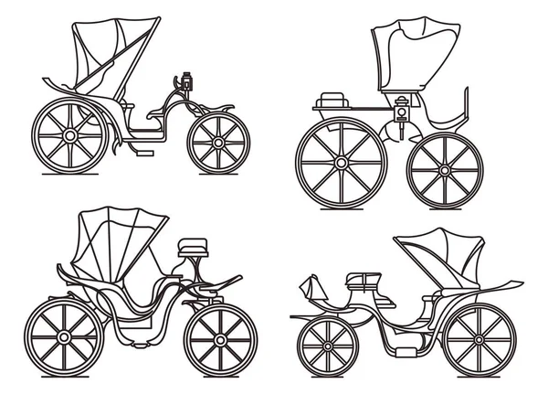 Zarys wagonów XIX wieku. Francuski rydwan w kolejce — Wektor stockowy