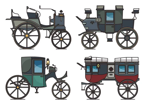 Closed and open XIX century electric automobile Stock Illustration