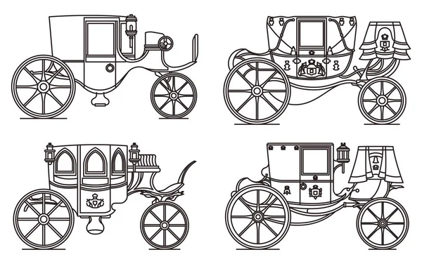 Outline set of vintage automobile or old car Royalty Free Stock Illustrations