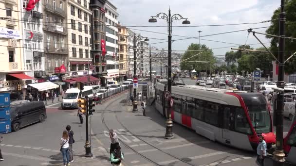 Истанбул Турция Май 2018 Года Улица Анкара Районе Хакеджи Трамвайная — стоковое видео
