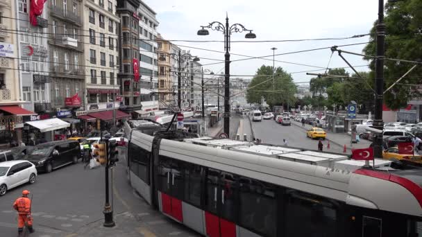 Istanbul Truthahn Mai 2018 Ankara Straße Sirkeci Viertel Eine Straßenbahn — Stockvideo