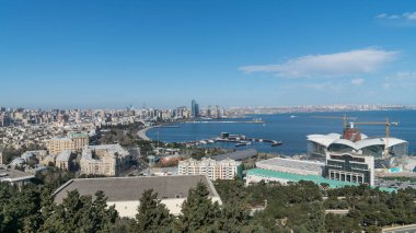 Bakü, Azerbaycan - Nisan 2018: Bakı şəhəri, Azerbaycan panoramik manzaralı