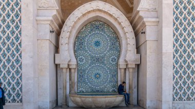 Casablanca, Fas-Nisan 2018: Casablanca, Fas hasan Ii Camii mimari detay. Fas ve dünyanın en büyük 7'en büyük camisi olan.