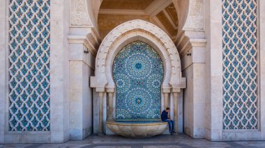 Casablanca, Fas-Nisan 2018: Casablanca, Fas hasan Ii Camii mimari detay. Fas ve dünyanın en büyük 7'en büyük camisi olan.