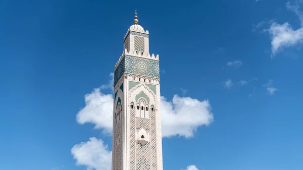 Casablanca Marocco Aprile 2018 Minarette Della Moschea Hassan Casablanca Marocco — Foto Stock