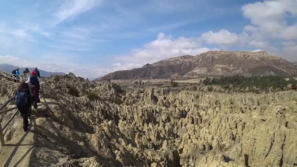 もともとバジェ ボリビアとして知られている月の谷を訪れる Paz ボリビア 2017 観光客 — ストック動画