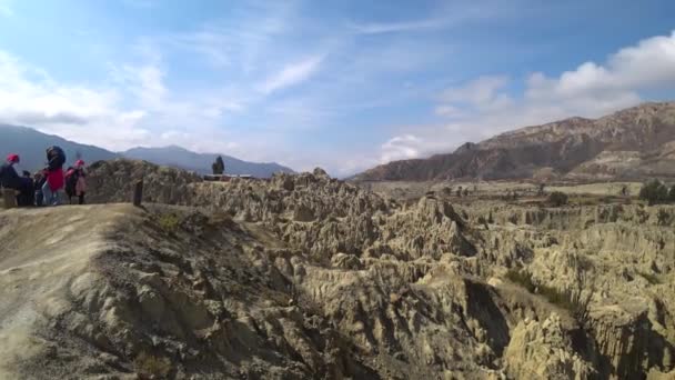 Paz Bolivia September 2017 Wisatawan Yang Mengunjungi Lembah Bulan Awalnya — Stok Video