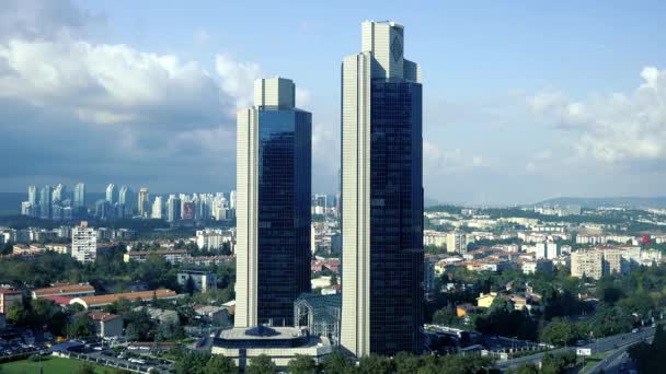 Istanbul Turchia Ottobre 2018 Sabanci Towers Nel Quartiere Levent Centro — Video Stock