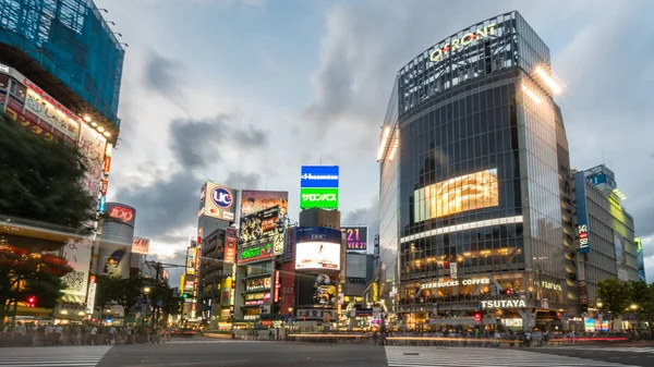 Tokyo Japon Août 2018 Photo Longue Exposition Shibuya Crossing Avec — Photo