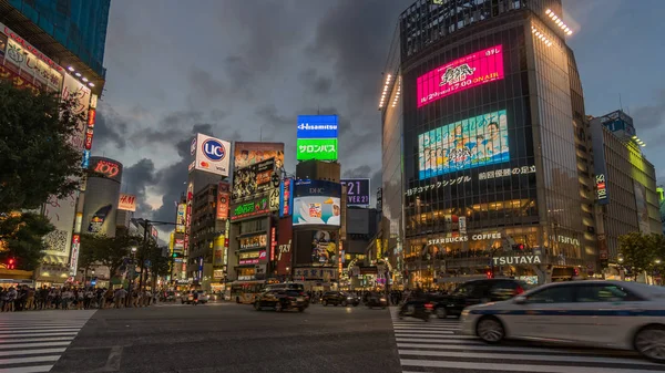 Tokyo Japon Août 2018 Photo Longue Exposition Voitures Shibuya Crossing — Photo