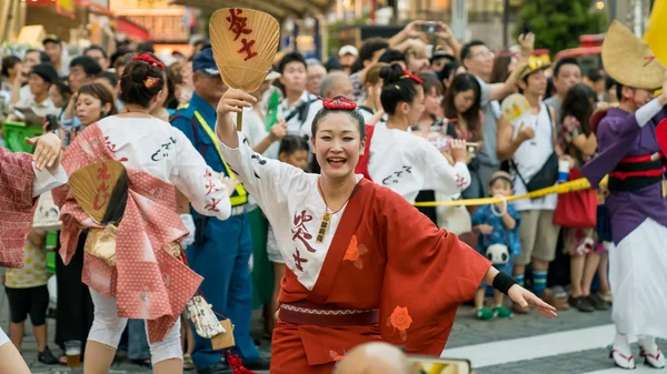 Tokyo Japan Augusti 2018 Japanska Artister Dansar Traditionell Awaodori Dans — Stockfoto