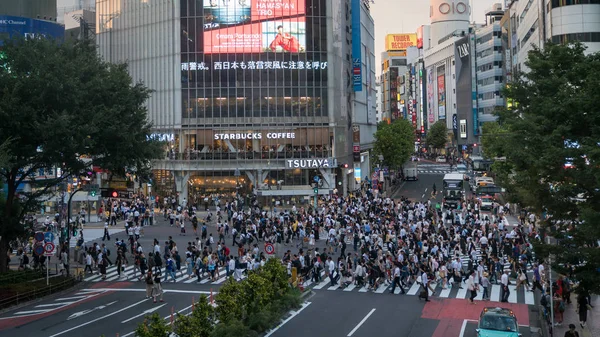 Tokio Japón Agosto 2018 Peatones Desdibujados Identificados Caminando Cruce Shibuya —  Fotos de Stock