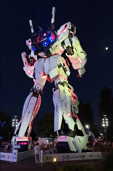 Tokyo Japan Augustus 2018 Unicorn Gundam Standbeeld Leven Grootte Staande — Stockfoto