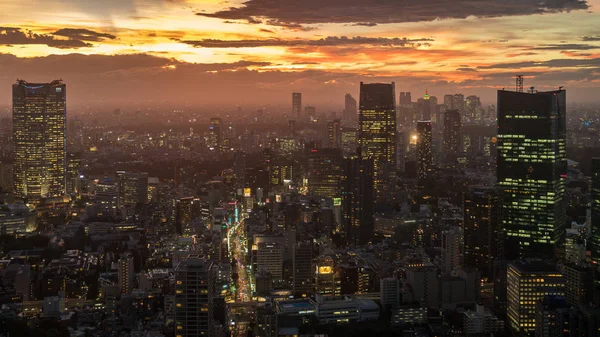 Tóquio Japão Agosto 2018 Horizonte Tóquio Durante Pôr Sol Visto — Fotografia de Stock