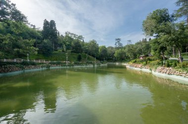 İstanbul, Türkiye - Haziran 2018: yıldız Park, Beşiktaş bir havuzda manzara