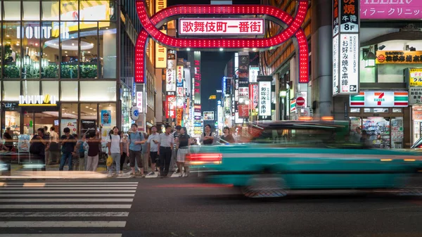 Tokyo Japonya Ağustos 2018 Uzun Pozlama Fotoğraf Shinjuku Bölgesinde Kabukicho — Stok fotoğraf