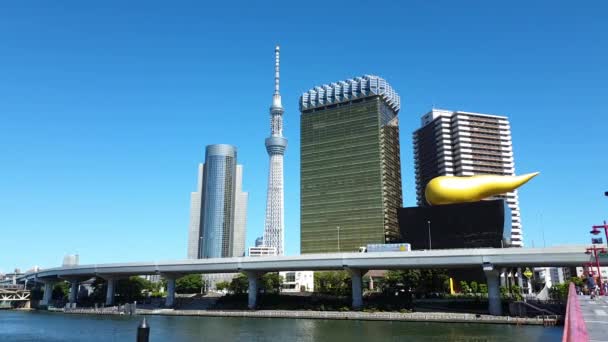 Tóquio Japão Agosto 2018 Edifício Sede Asahi Breweries Com Asahi — Vídeo de Stock