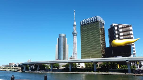 Tóquio Japão Agosto 2018 Edifício Sede Asahi Breweries Com Asahi — Vídeo de Stock