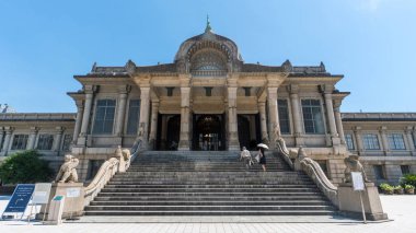 Tokyo, Japonya - Ağustos 2018: Tsukiji Honganji Tsukiji semtinde yer alan bir Jodo Shinshu Budist Tapınağı olduğunu