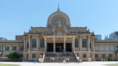 Tokyo, Japonya - Ağustos 2018: Tsukiji Honganji Tsukiji semtinde yer alan bir Jodo Shinshu Budist Tapınağı olduğunu