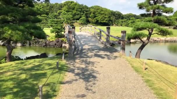 Tokio Japón Agosto 2018 Hamarikyu Gardens Gran Atractivo Jardín Paisajístico — Vídeo de stock