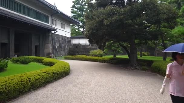 Tokio Japonia Sierpień 2018 Gimbal Strzał Bramie Wjazdowej Wschodzie Ogród — Wideo stockowe