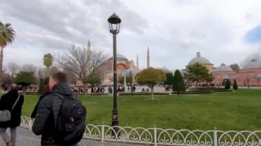 İstanbul, Türkiye - Aralık 2018: Ayasofya Müzesi, Sultanahmet kare hyperlapse