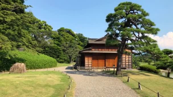 Токіо Японія 2018 Серпня Hamarikyu Знаходиться Великий Привабливий Ландшафт Саду — стокове відео