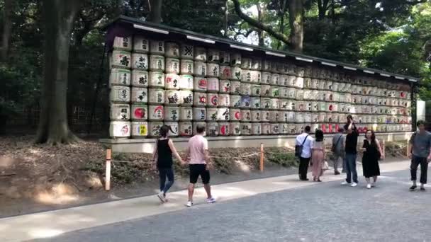 Tokyo Japan Augustus 2018 Vaten Met Sake Waren Gedoneerd Als — Stockvideo